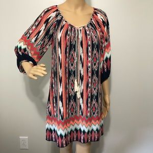 Orange Creek Chevron Design Dress Size Small